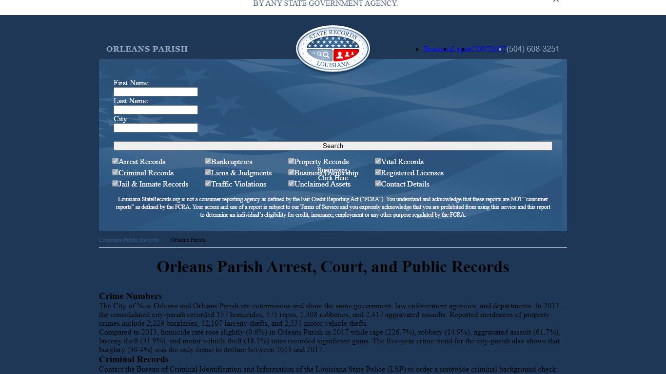Orleans Parish Arrest, Court, and Public Records